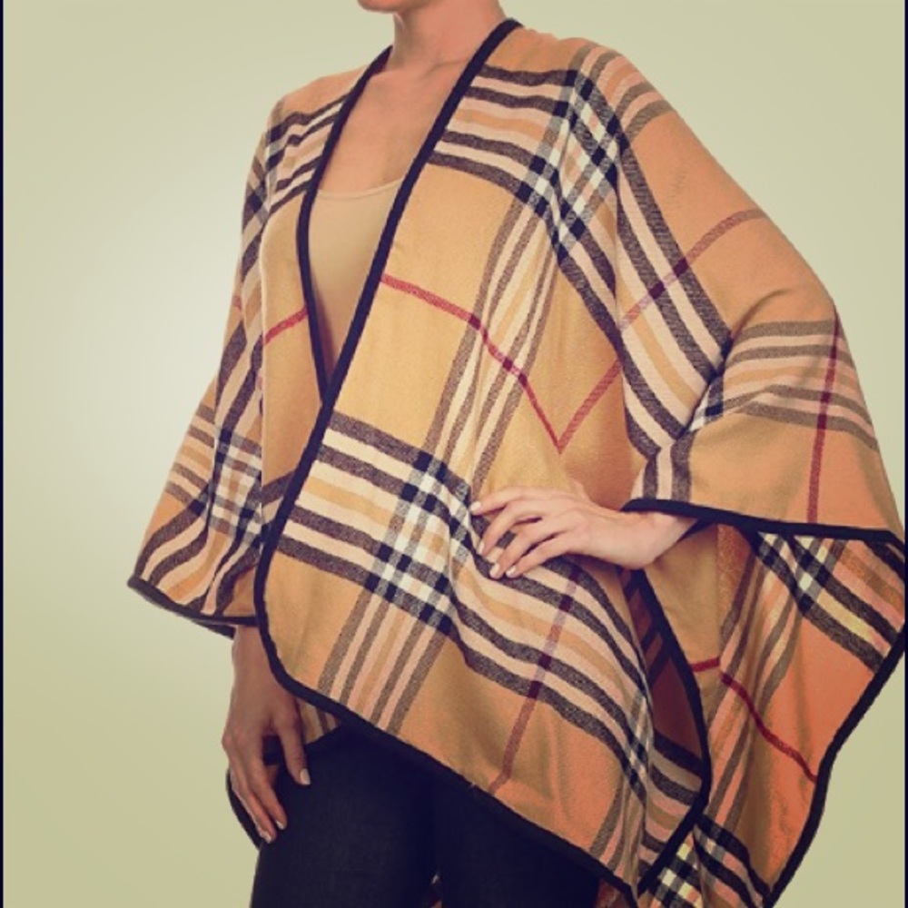 ❤️ Winter Open Front Wraps Cozy  plaid Poncho❤️